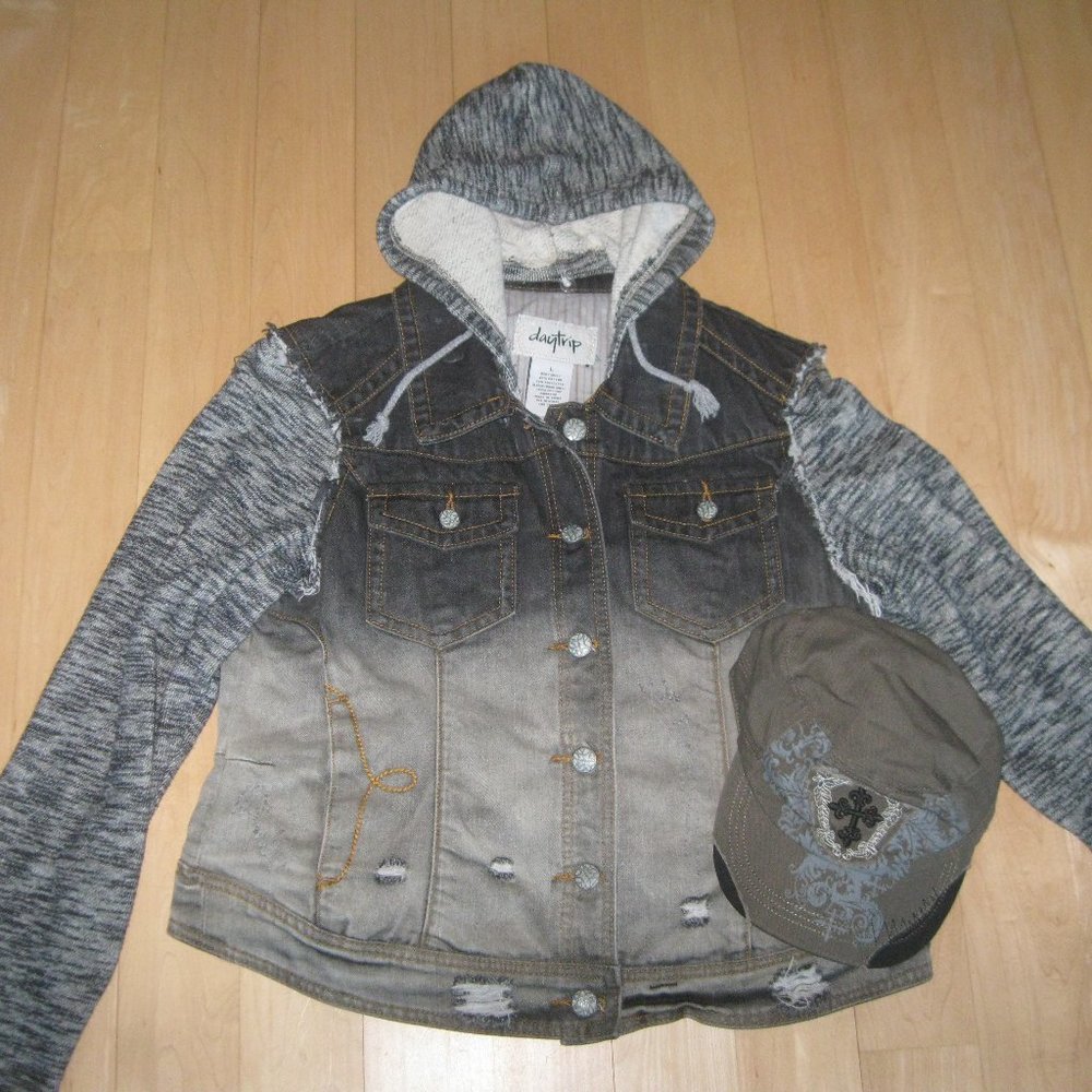 New The Buckle Daytrip Denim Hooded Jacket Womens Large